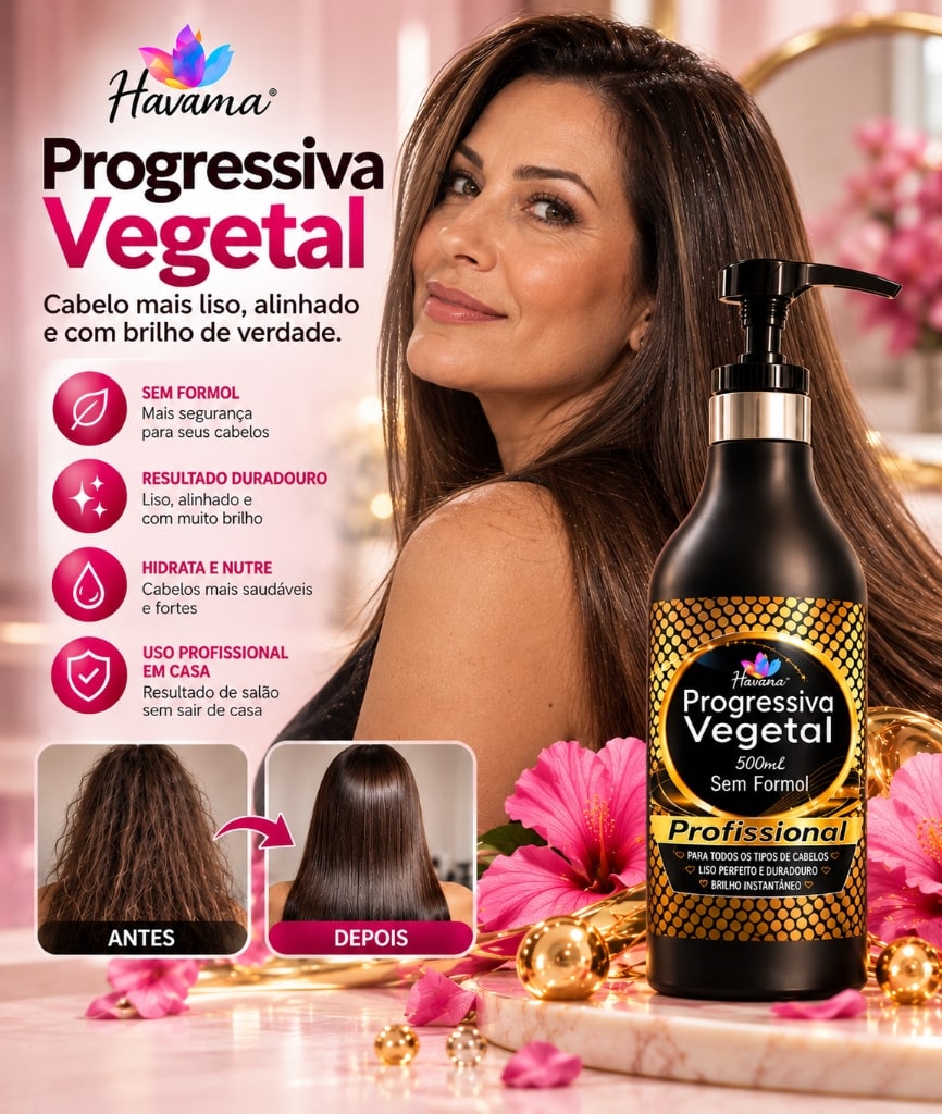 Progressiva Vegetal Havana — Cabelo mais liso, alinhado e com brilho de verdade